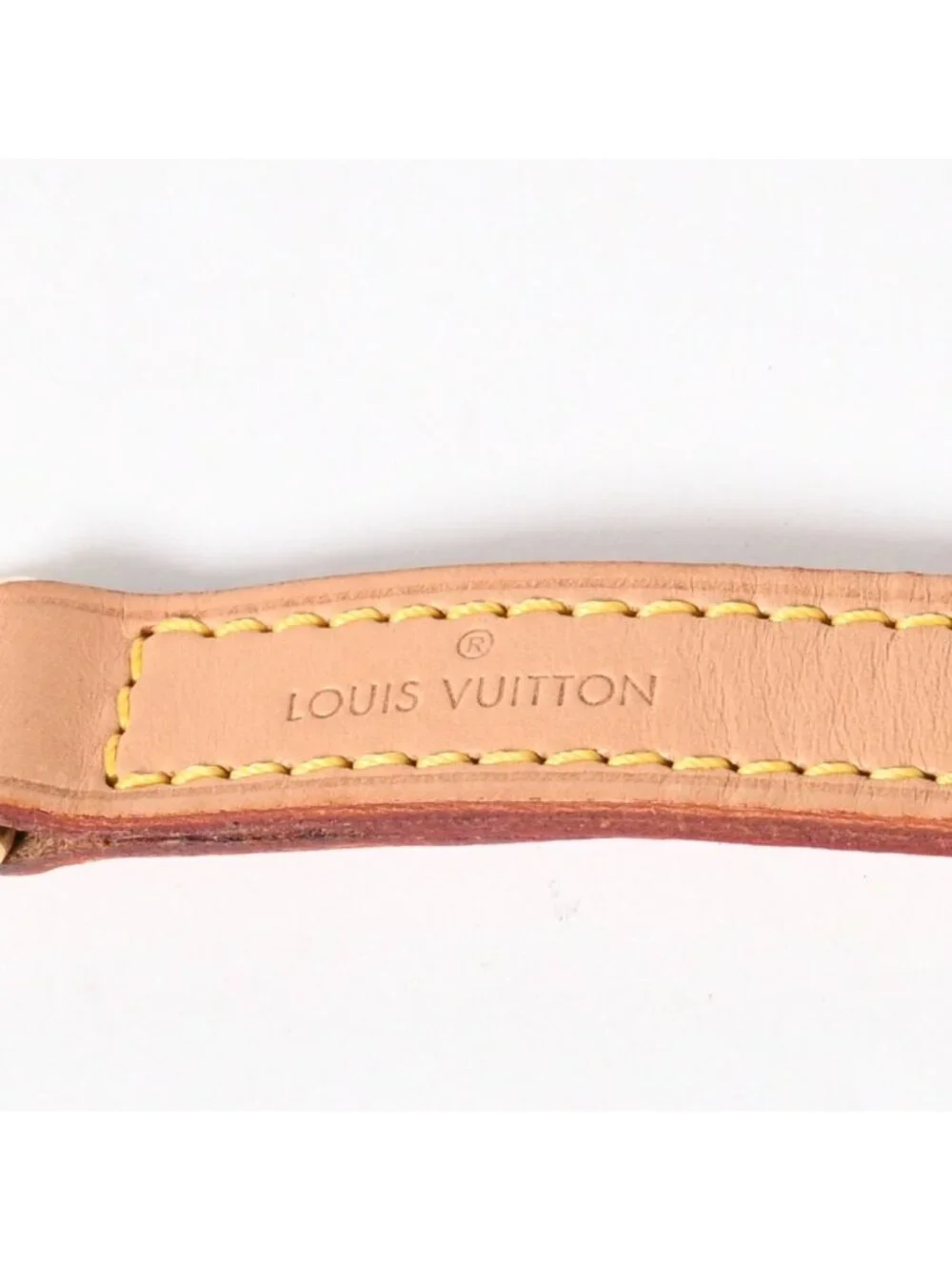 Louis Vuitton Shoulder Strap LV Logo Vachetta Leather Brown Gold